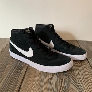 Nike SB Bruin Hi Women's Shoes Skate Sneakers Size 8.5 Black White Zoom Air